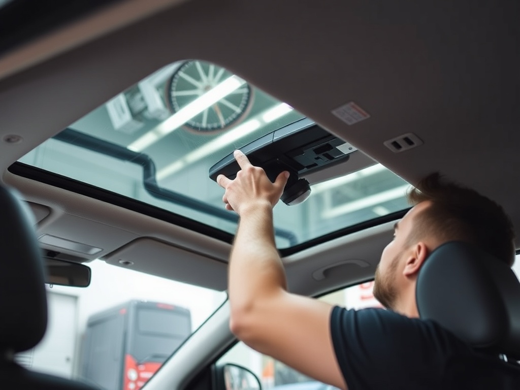 AI technician adjusting sunroof