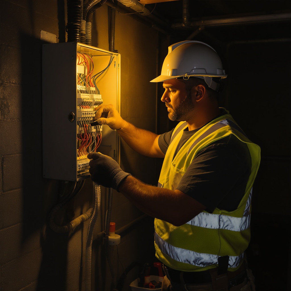 Electrician inspecting a panel — Volt & Bolt Electric Phoenix