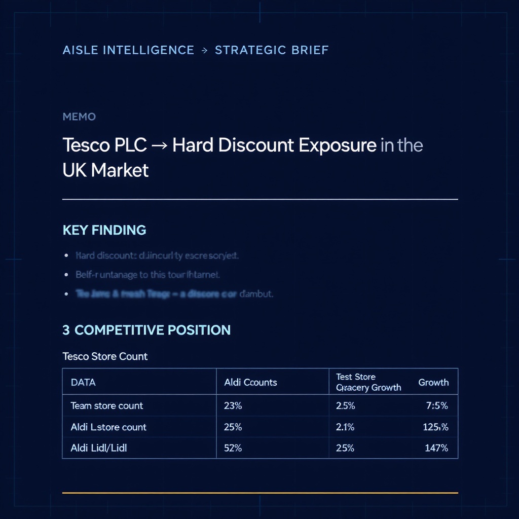 Sample Blueprint memo preview — Tesco PLC Hard Discount Exposure