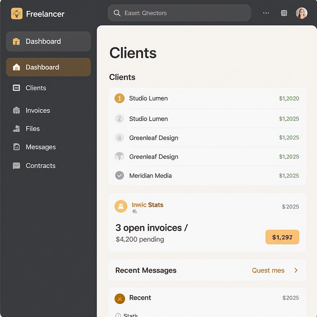 ClientHub freelancer dashboard
