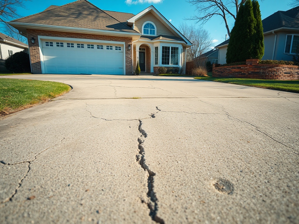 Cracked driveway near apron