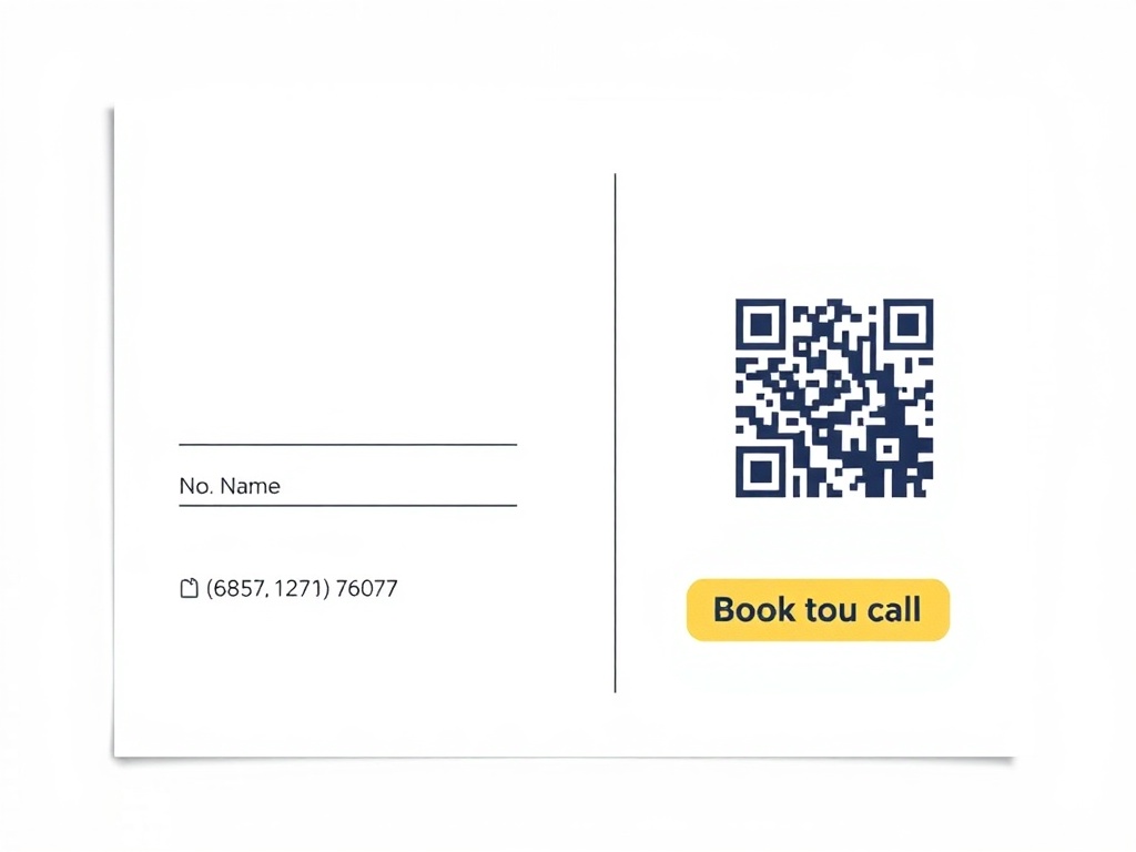Sample postcard back — address block and QR code