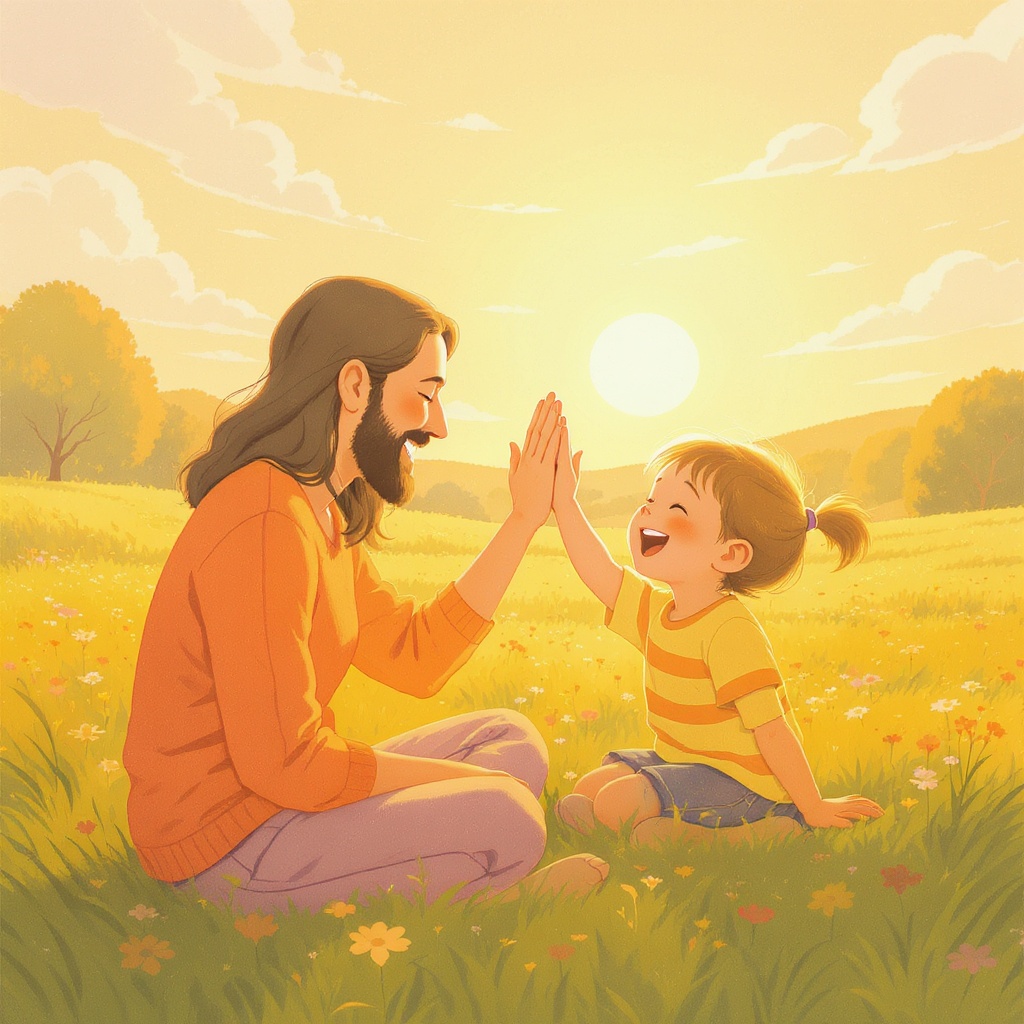 Parent and child high-fiving