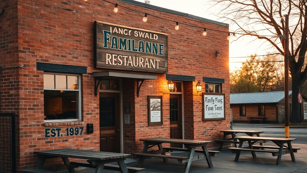 A warm, family-owned rural restaurant with a hand-painted sign