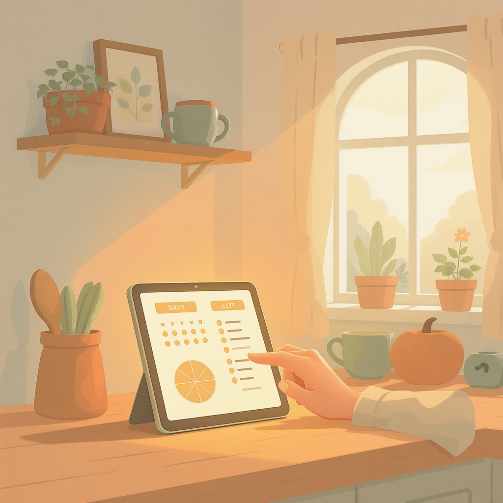 HomeFlow dashboard showing daily brief, meal plan, and grocery list