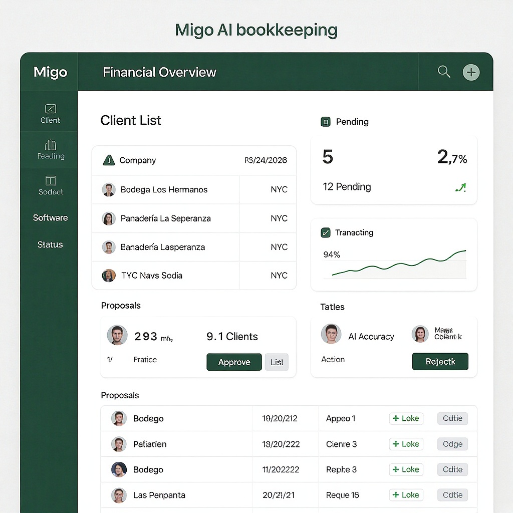 Migo Accountant Portal — client dashboard with AI proposals