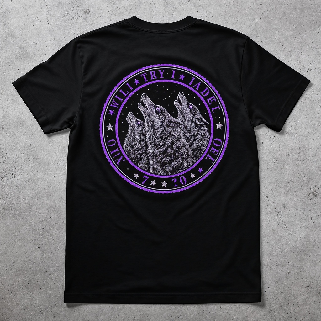 Gray/Purple/Black DTM Wolf Seal Tee — back