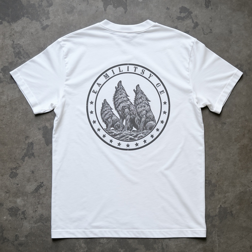Gray on White DTM Wolf Seal Tee — back