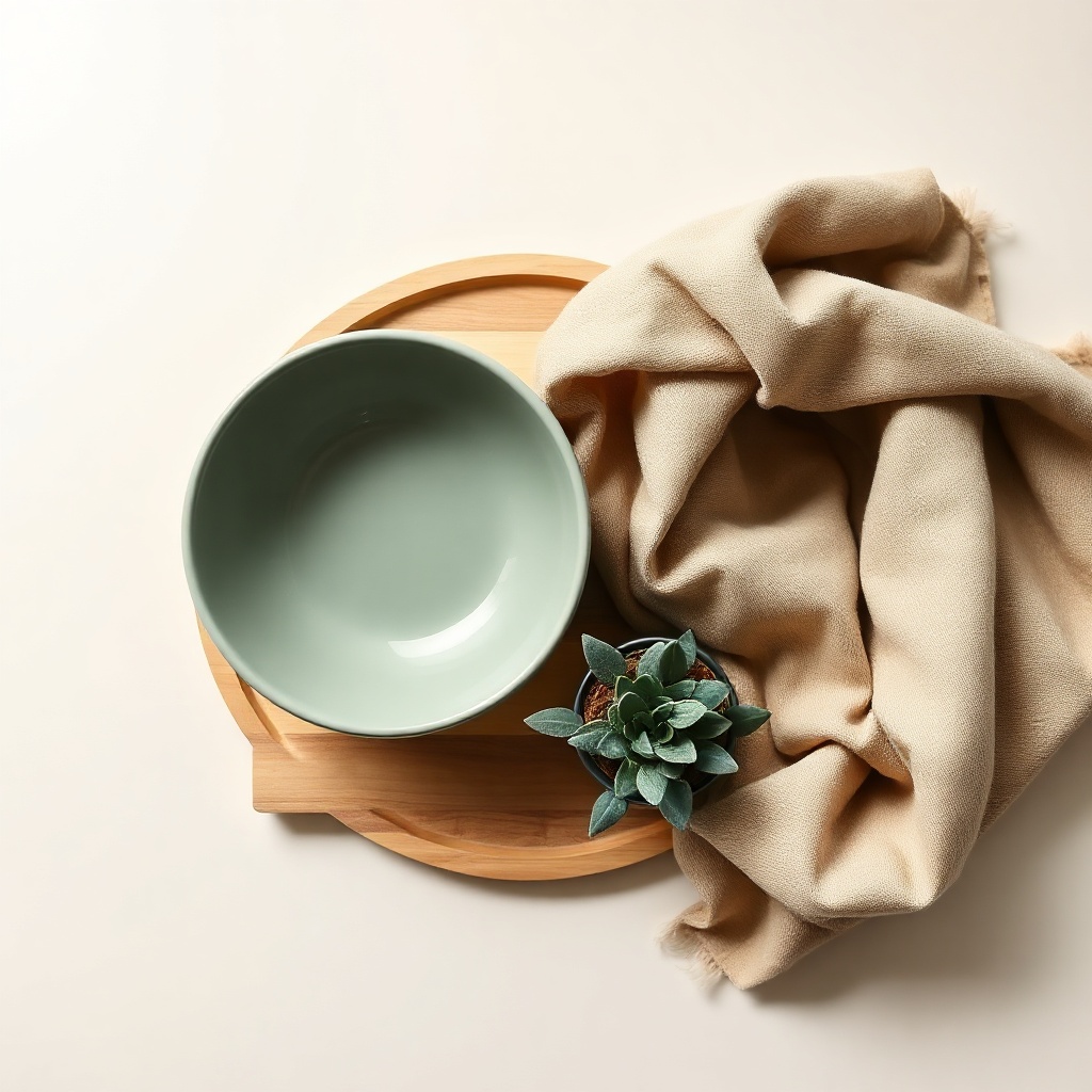 Warm wood tray vignette