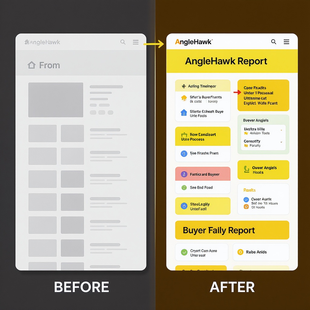 Before and after: generic portal listing vs AngleHawk buyer-angle report