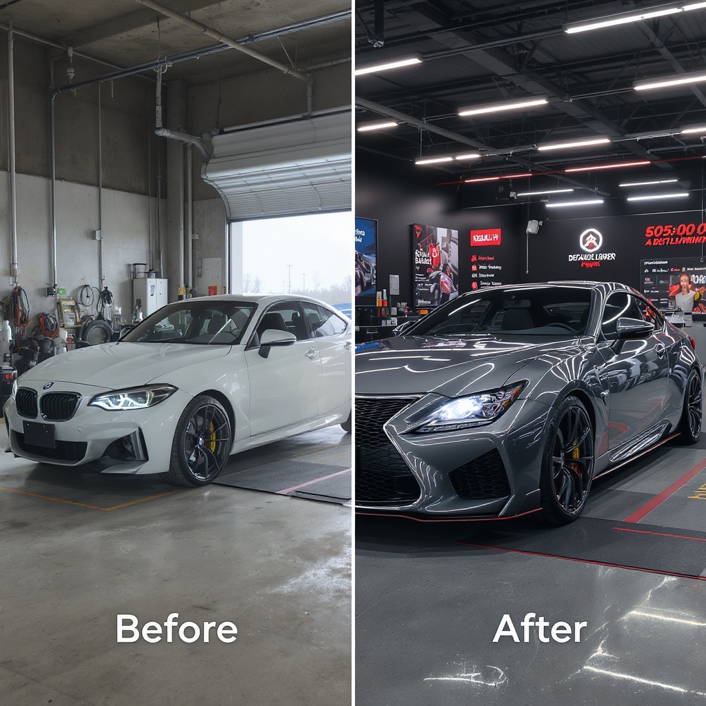GlossLab transformation — before and after Instagram for car detailing shop