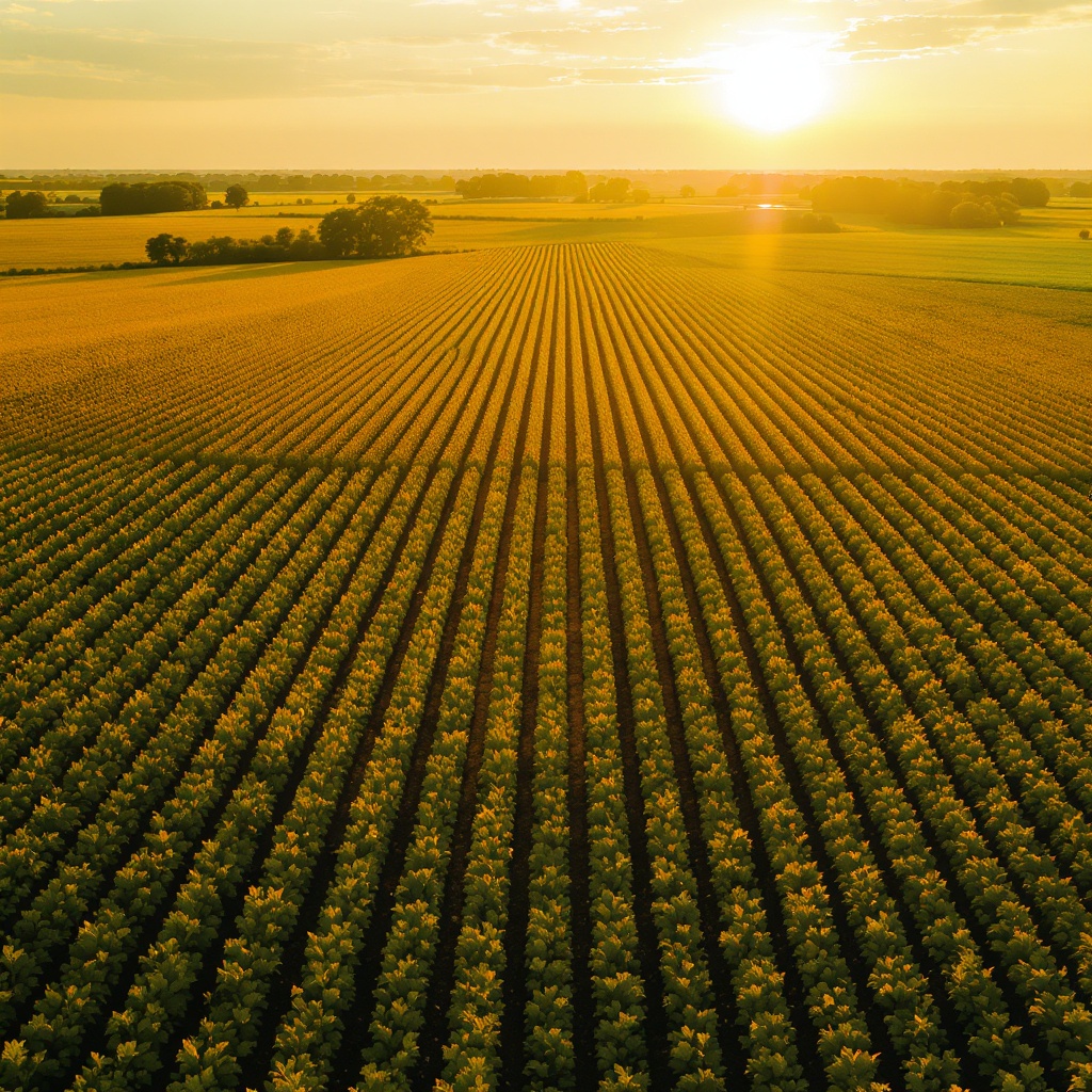 Georgia farm fields at golden hour