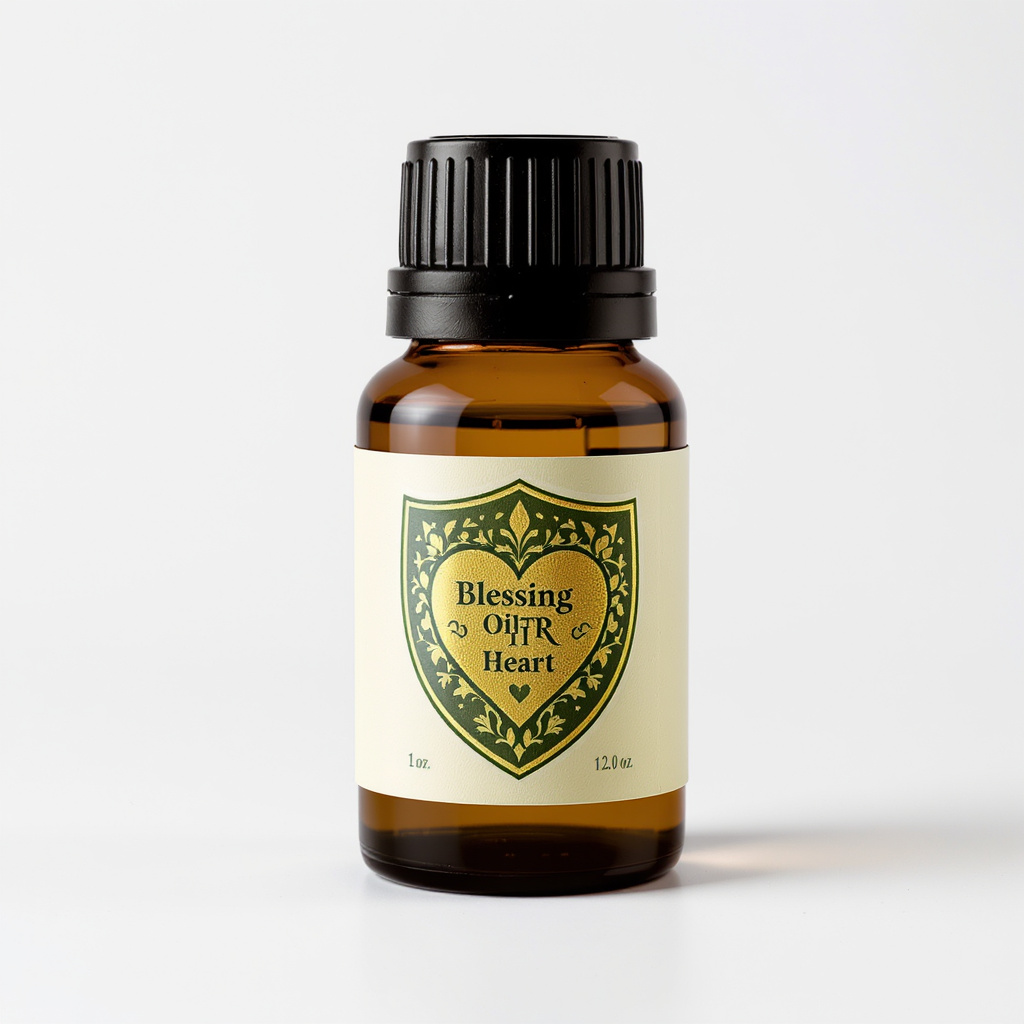 TR Heart Blessing Oil Bottle Label