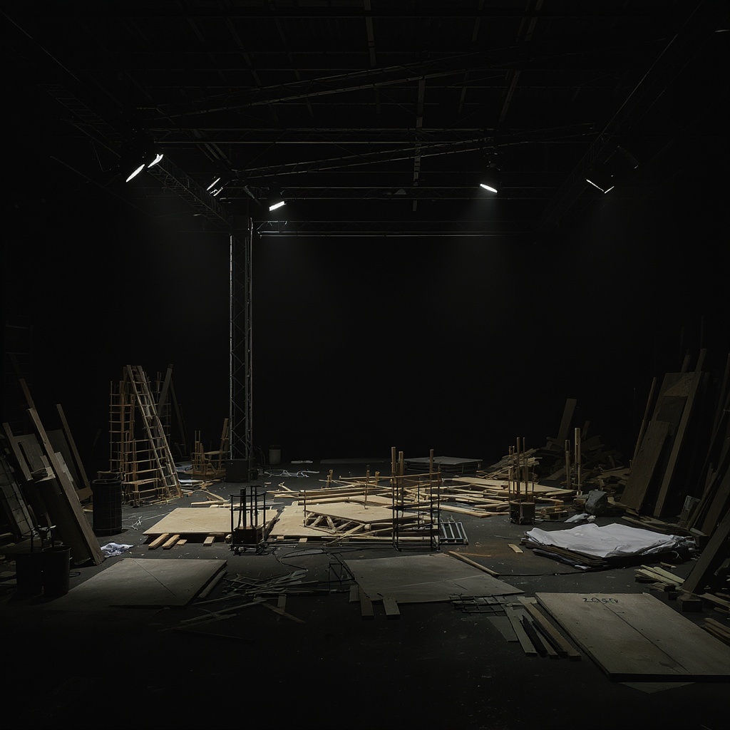 Construction area with set building materials, industrial workspace
