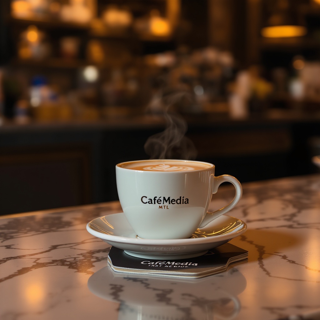 CaféMedia MTL cappuccino in a café