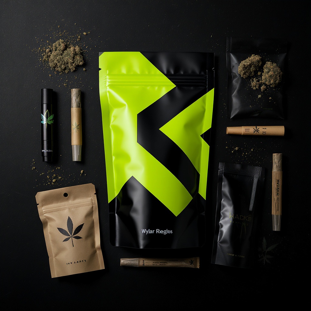 Cannabis packaging design — custom weed bags, pre-roll tubes, strain labels