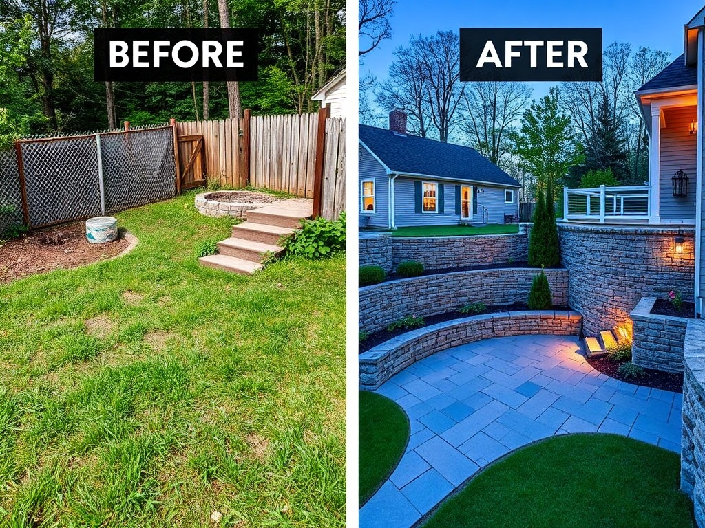Vermont backyard transformation — before and after hardscape install
