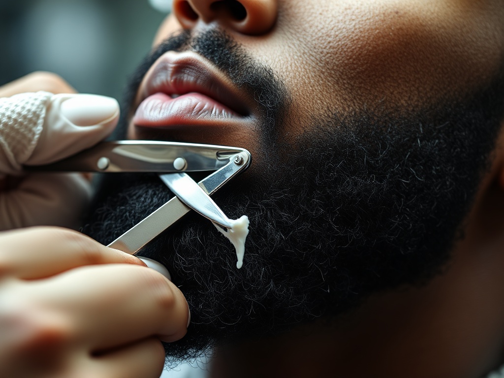 Beard line-up with straight razor