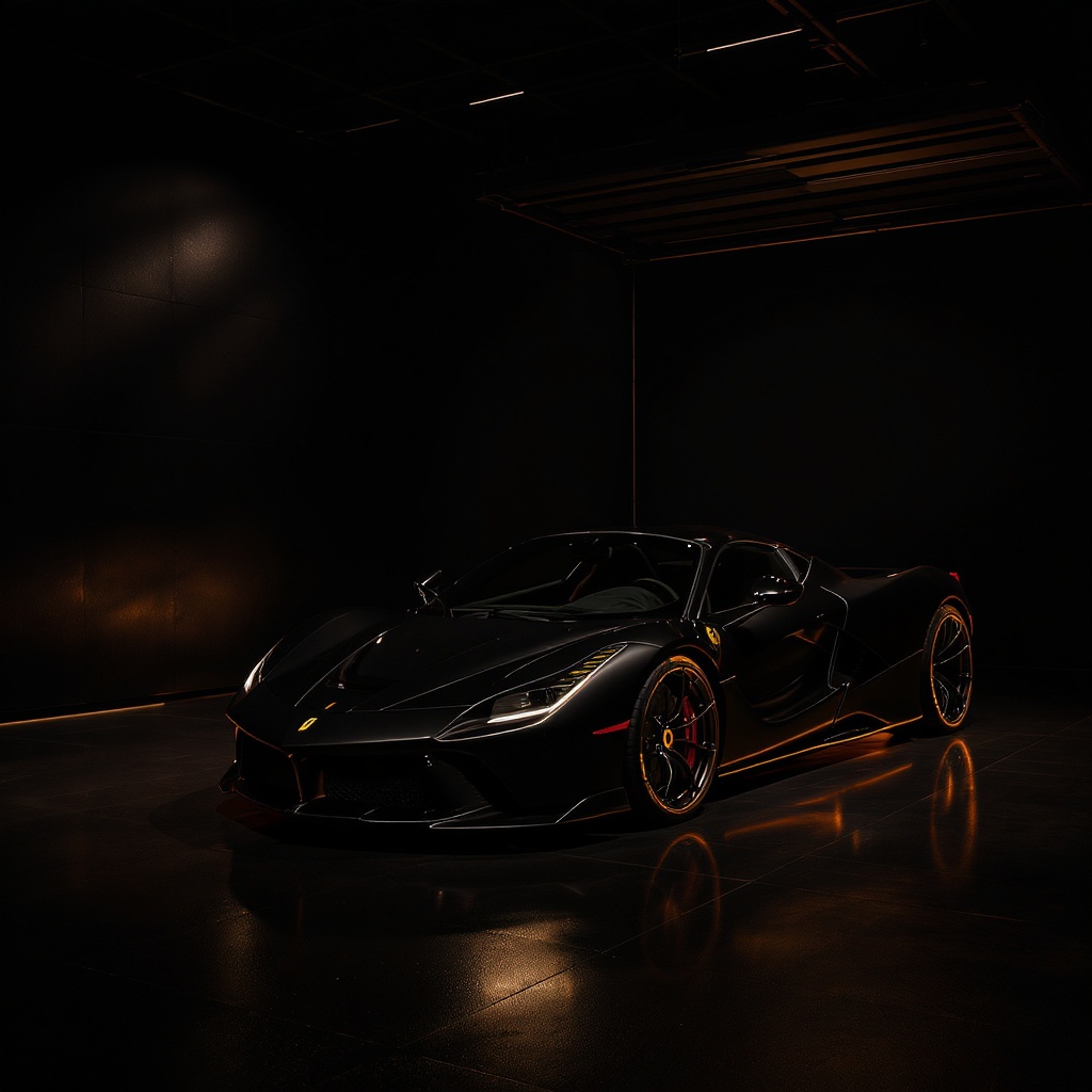 Exotic car in luxury garage