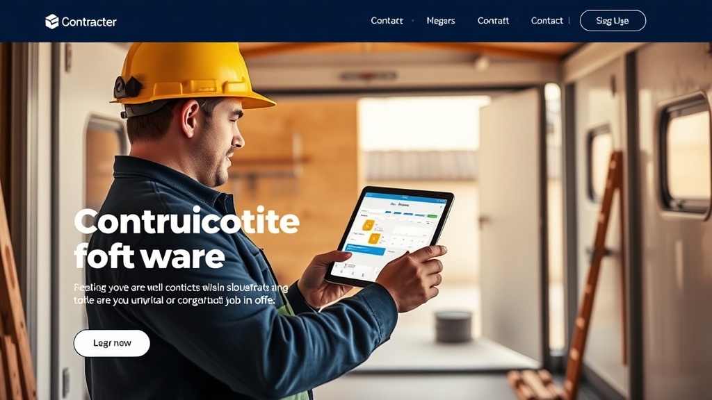Contractor using Net5development app on tablet at a job site