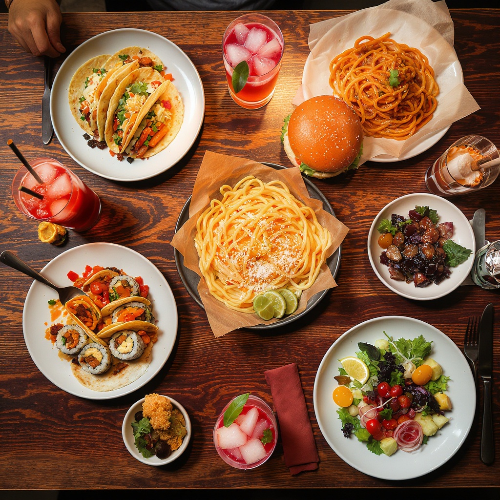 Restaurant food spread