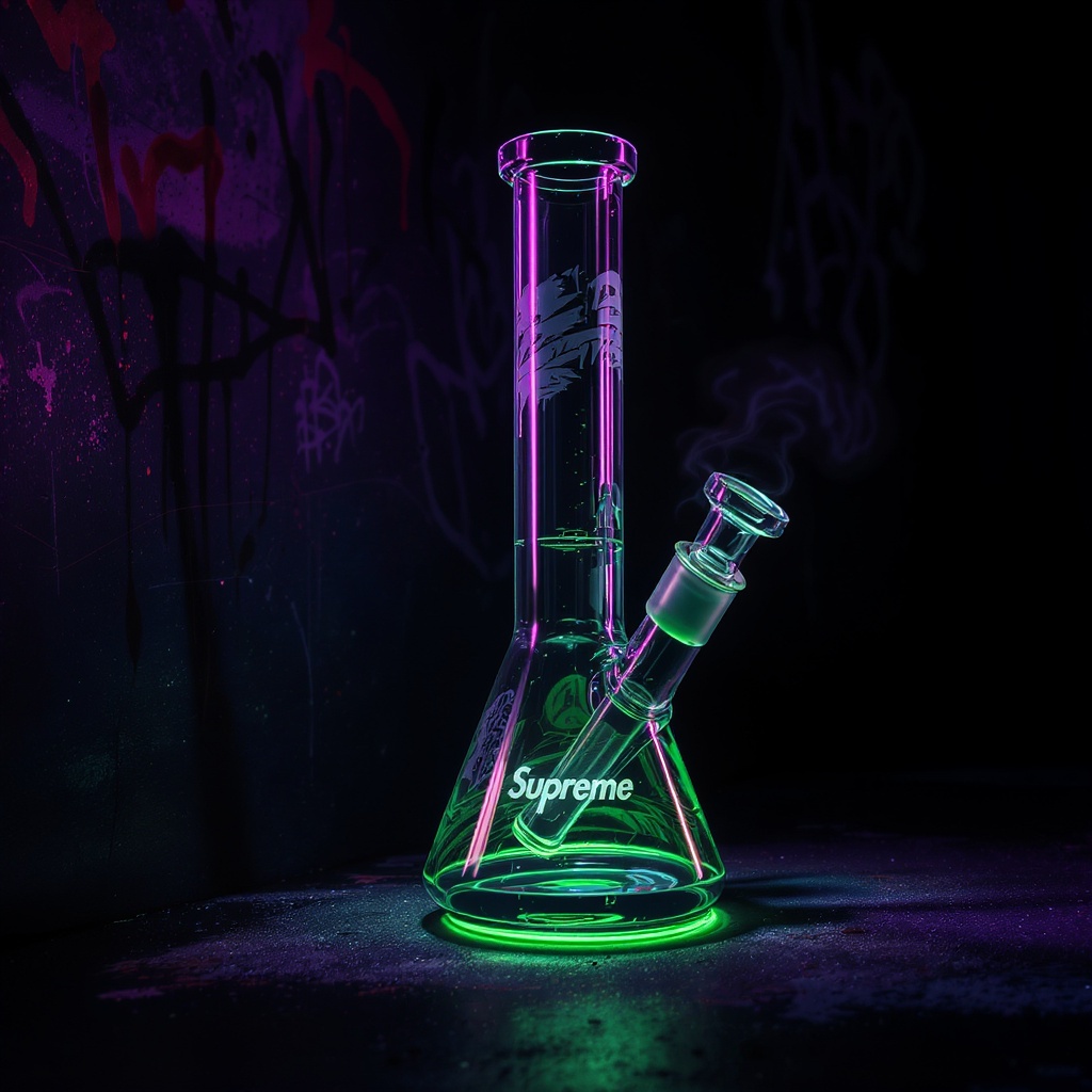 Premium glass bong with neon purple lighting — Pypez curated collection
