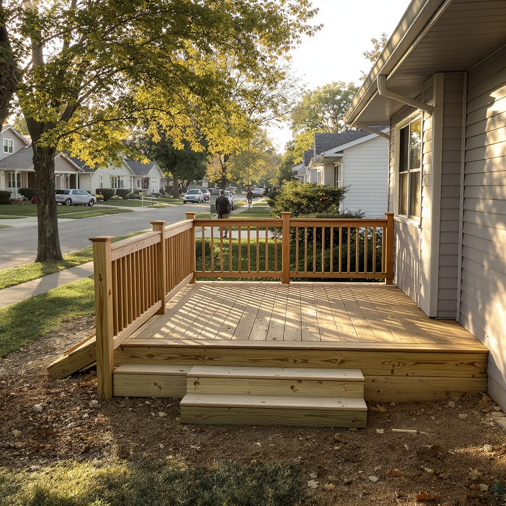 Deck construction in a Kansas City neighborhood