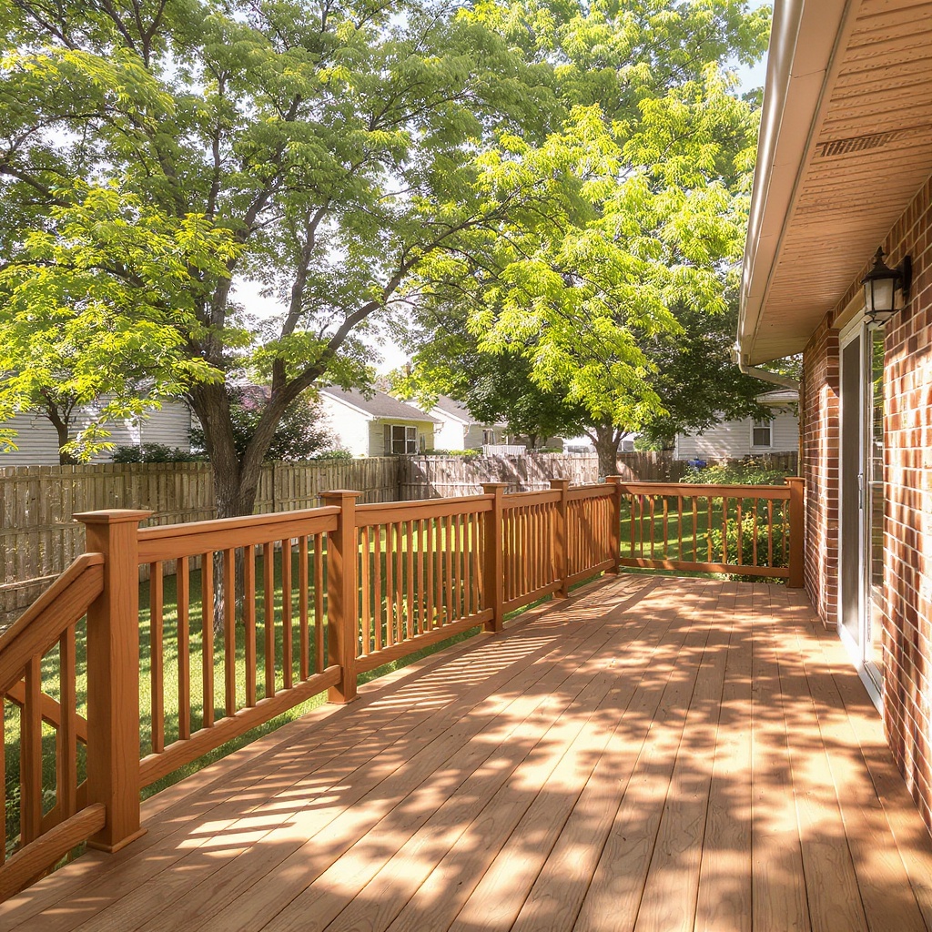 Wooden deck in Kansas City Kansas backyard