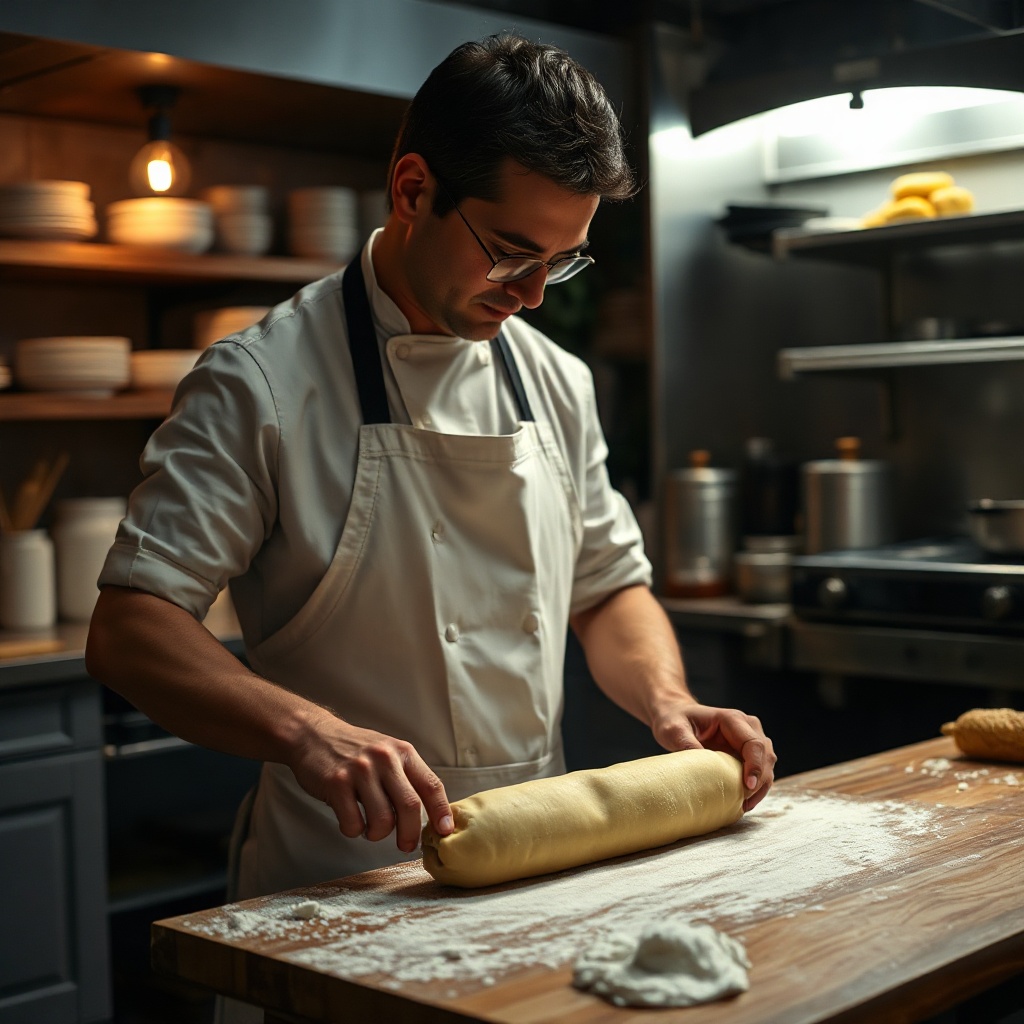 Chef making fresh pasta