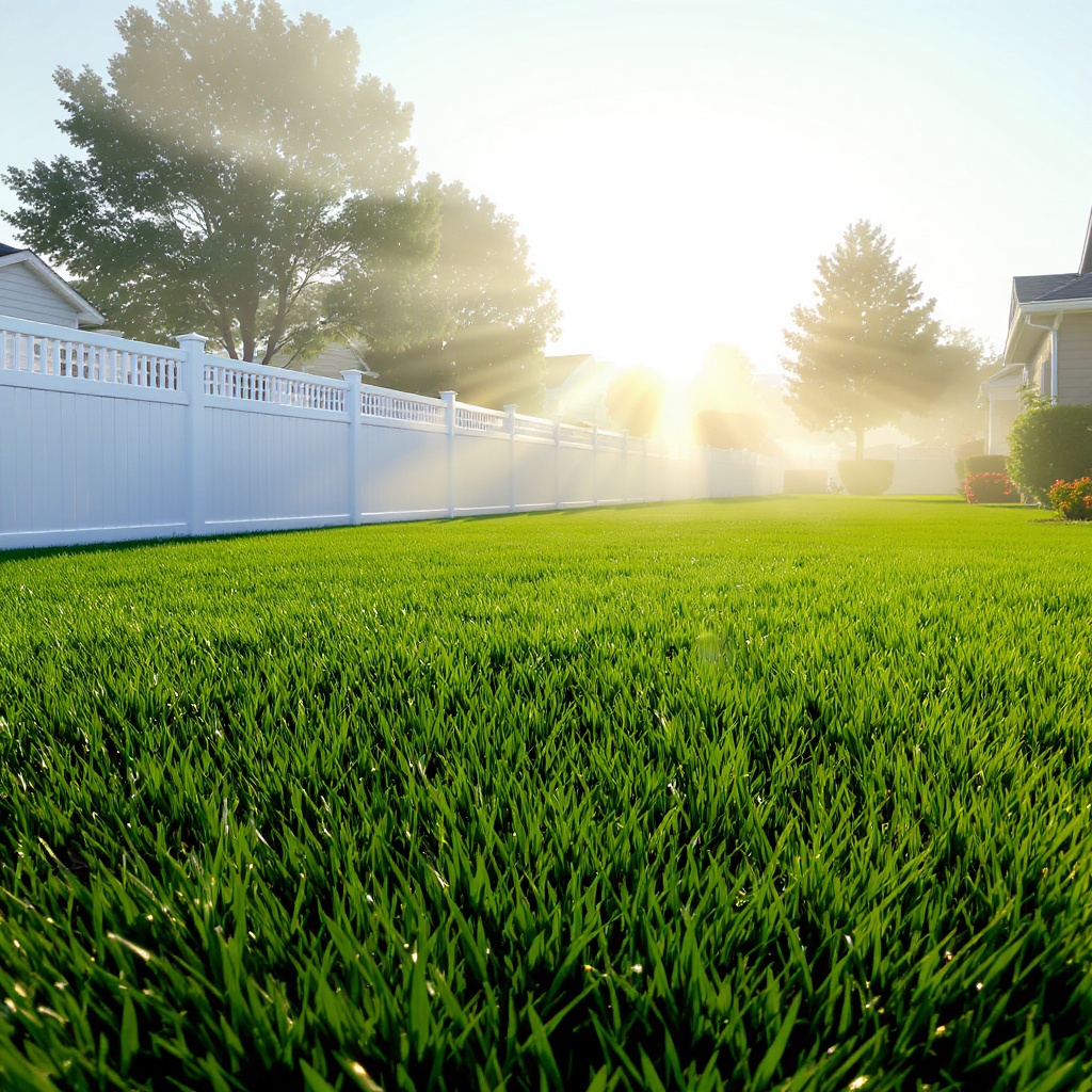 Fresh, pristine lawn in morning light