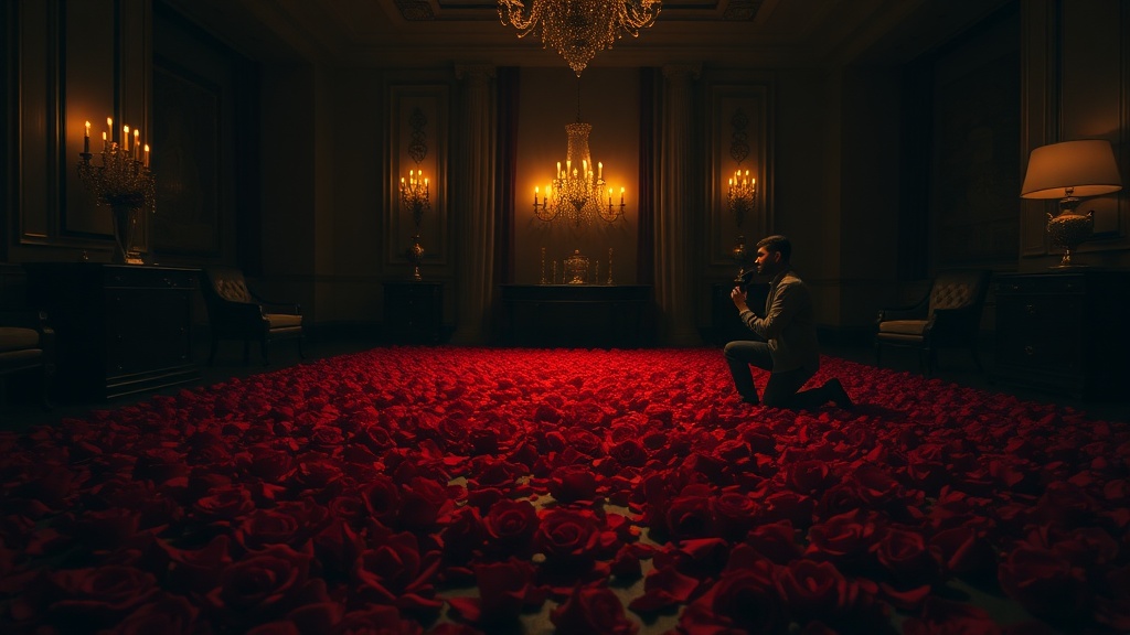 Luxury rose wall proposal installation