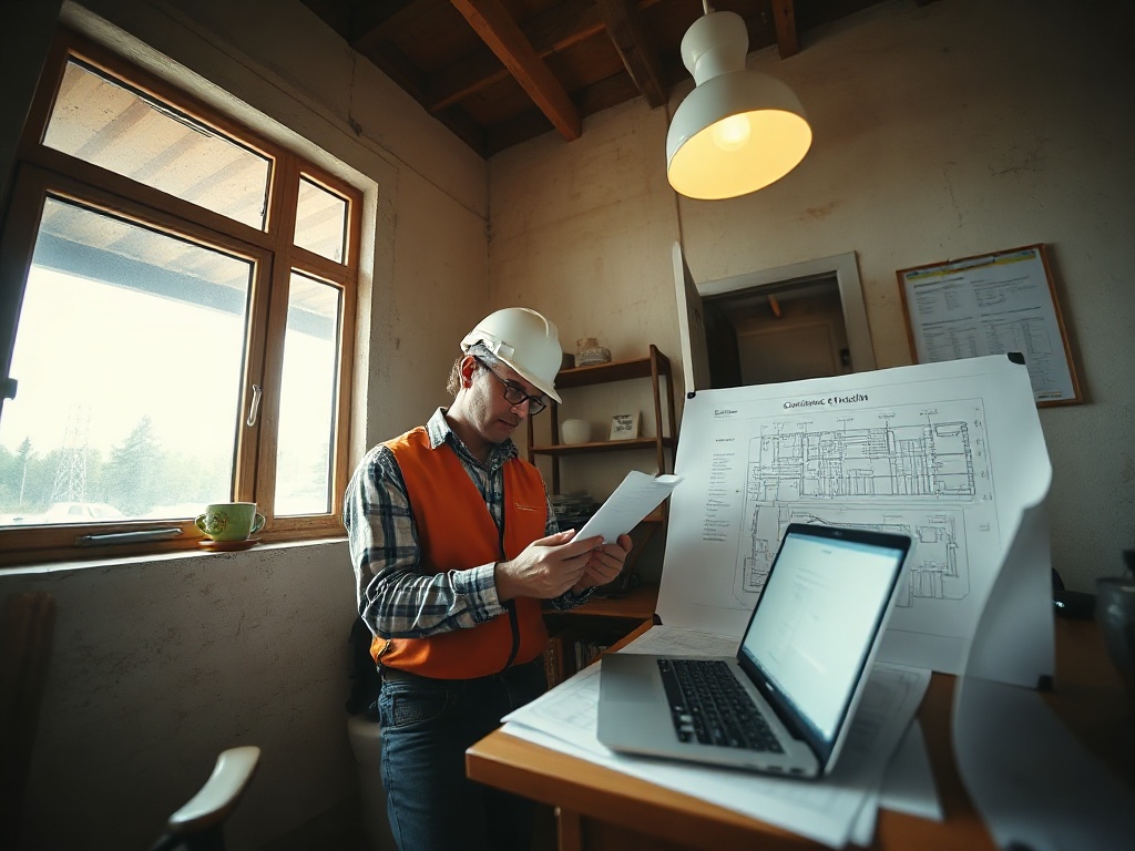 Construction office with compliance documentation