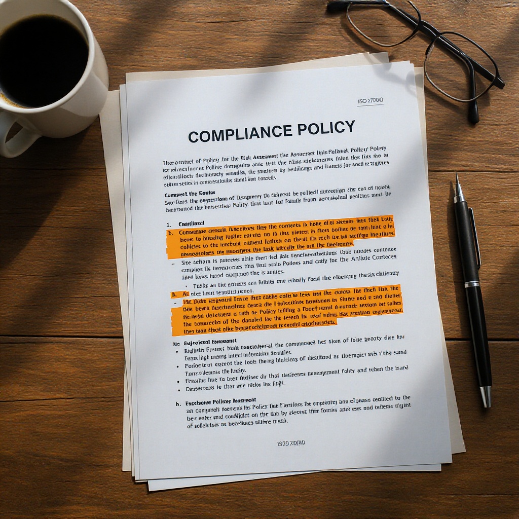 Compliance documentation on desk