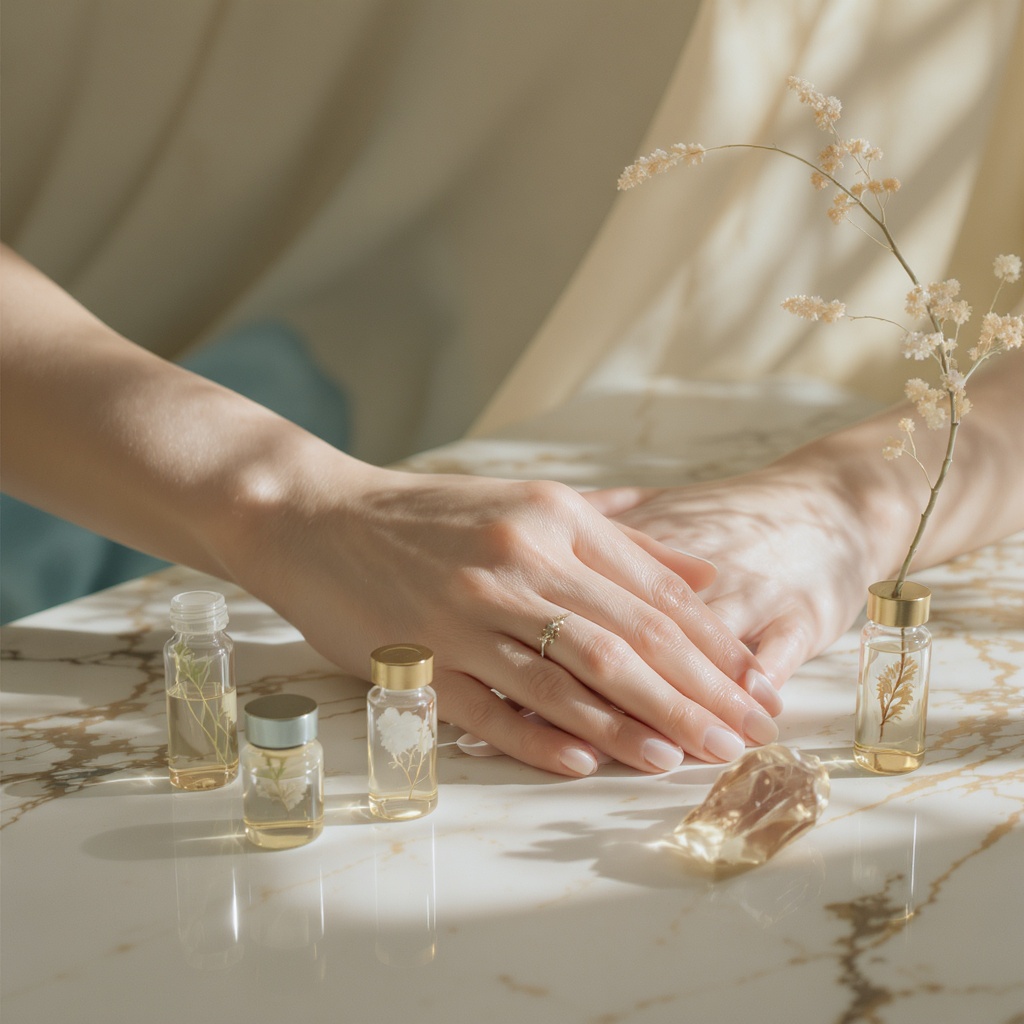 Eterna Femme Longevity & Cellular Health — elegant wellness vials on aged marble representing cellular health and longevity
