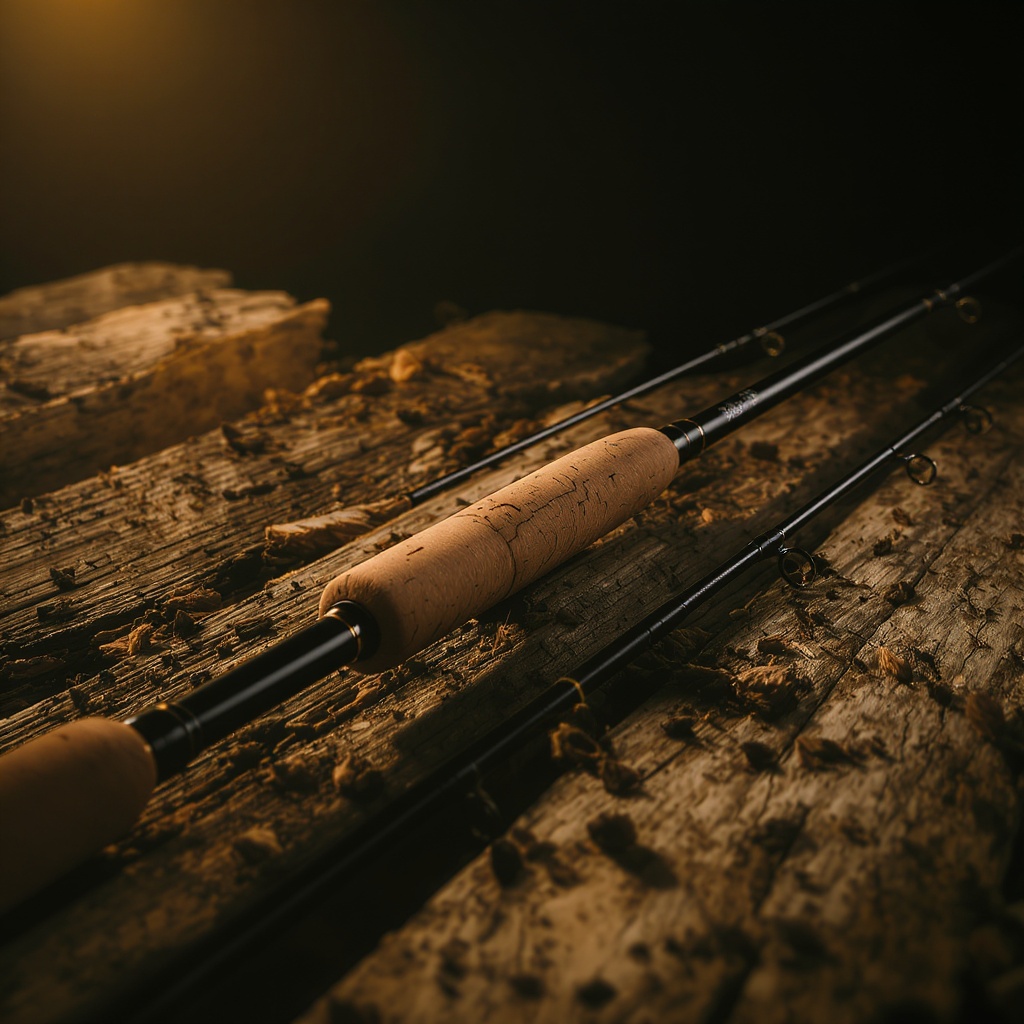 Gritstone spinning rod on weathered cypress