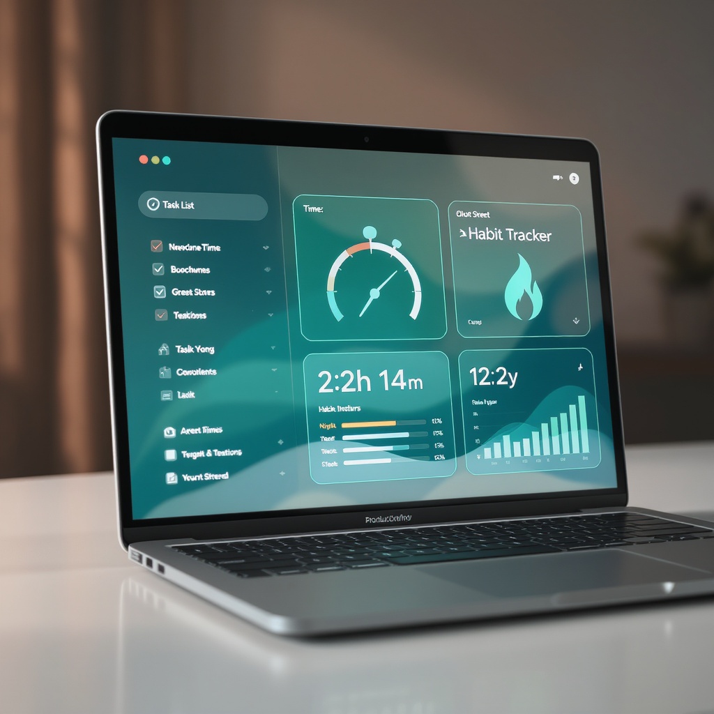 TaskForge productivity dashboard showing task list, timer, and habit streaks