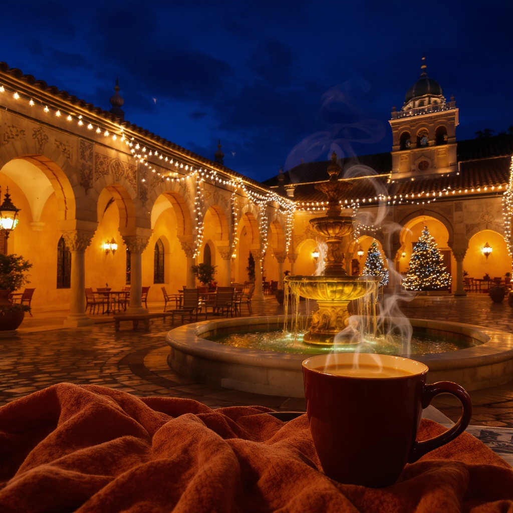 The Rambler courtyard illuminated during Nights of Lights festival