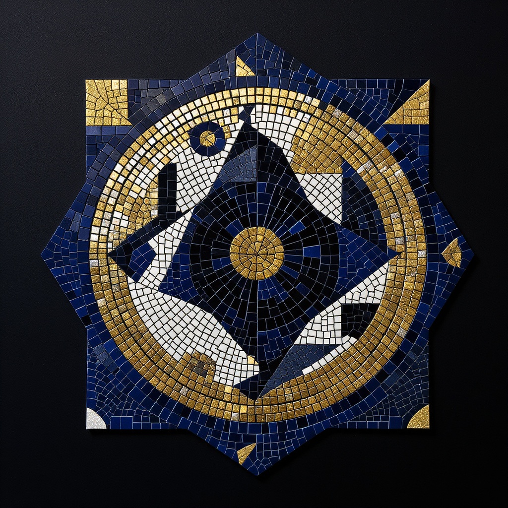 Abstract mosaic pattern — tessera tiles assembling into a cohesive system