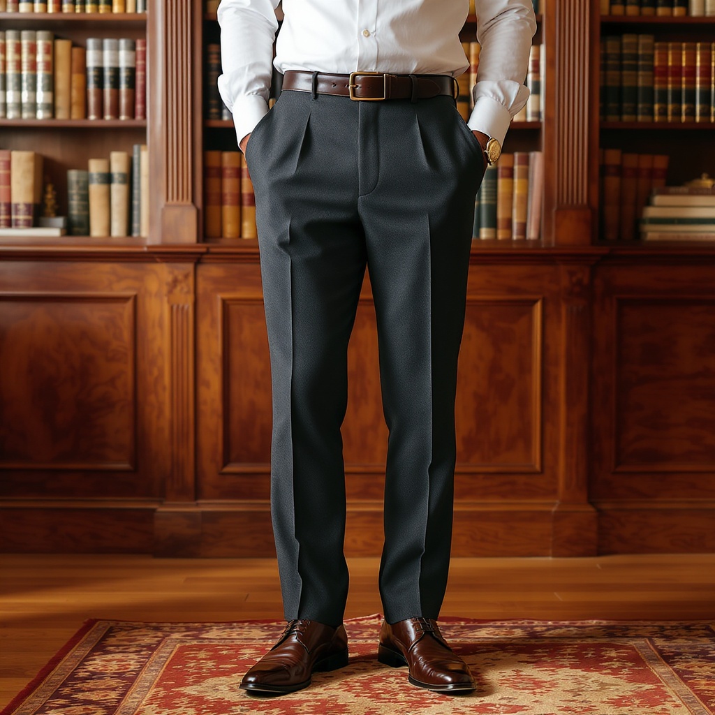 Lifestyle — trousers with dress shirt and leather belt