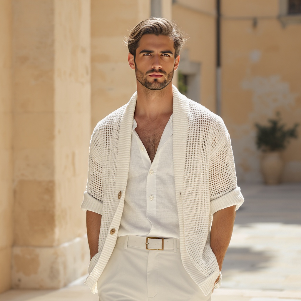Open-Weave Linen Cardigan