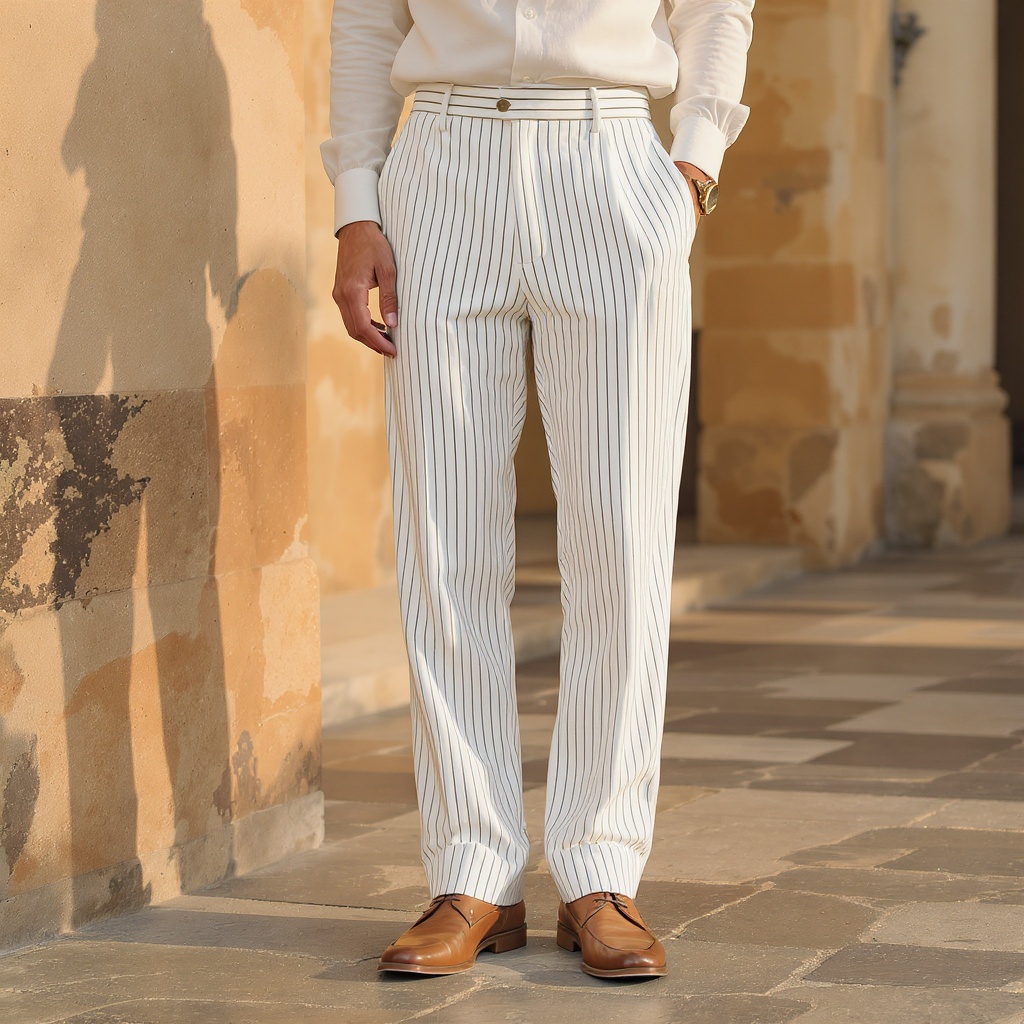 Seersucker Relaxed Trousers
