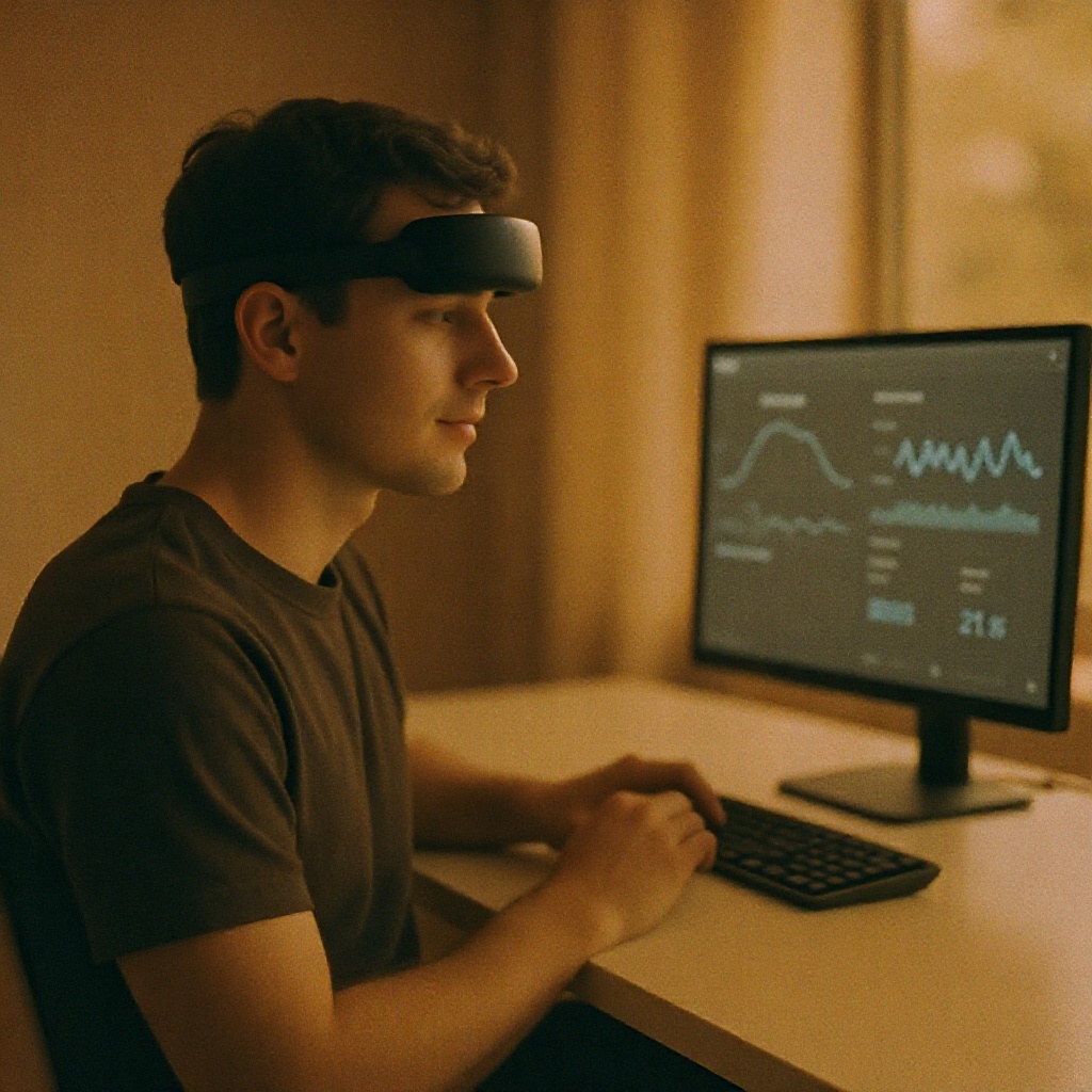 Person using focus training interface