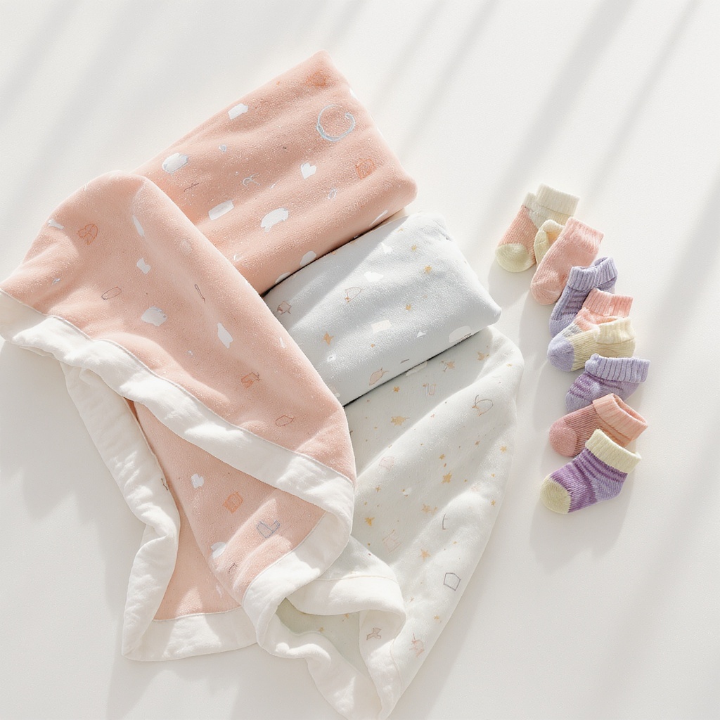 Custom printed baby blankets and toddler socks