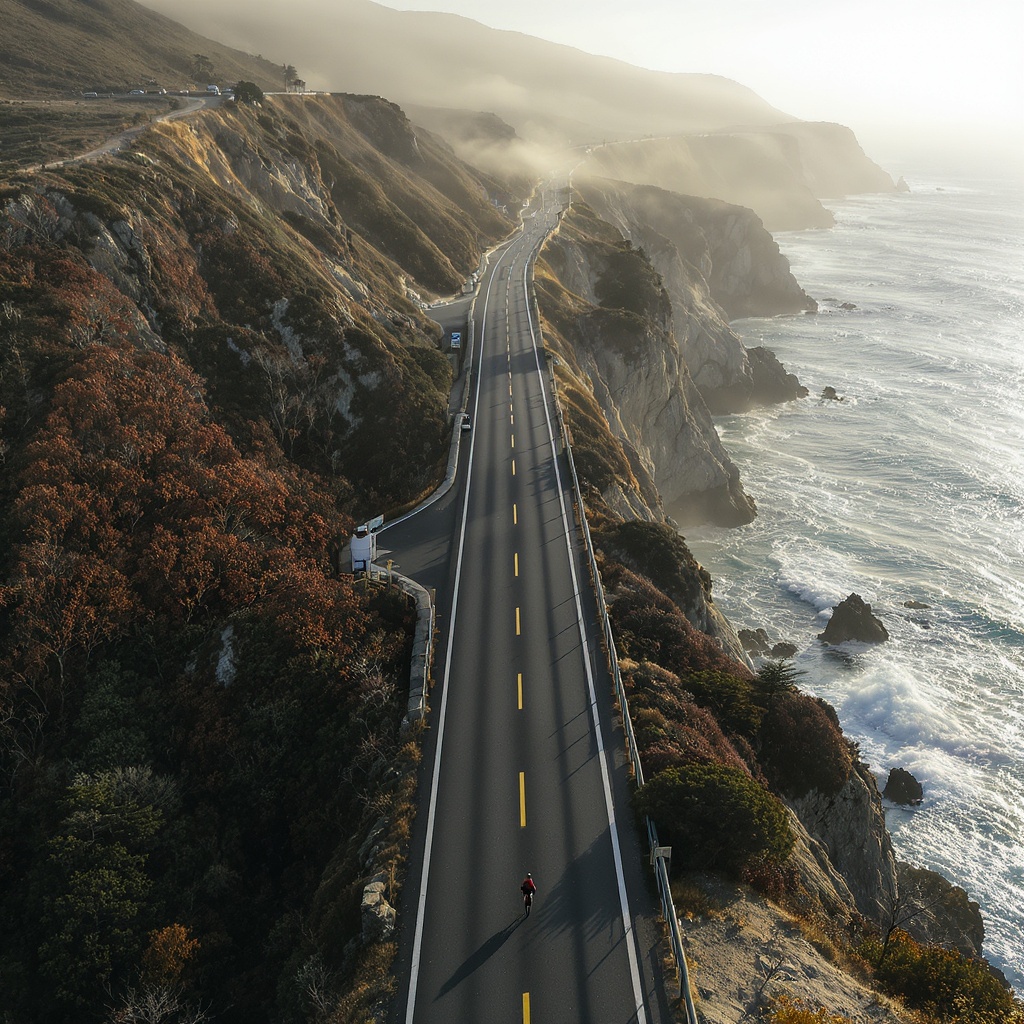LA cyclist on coastal road