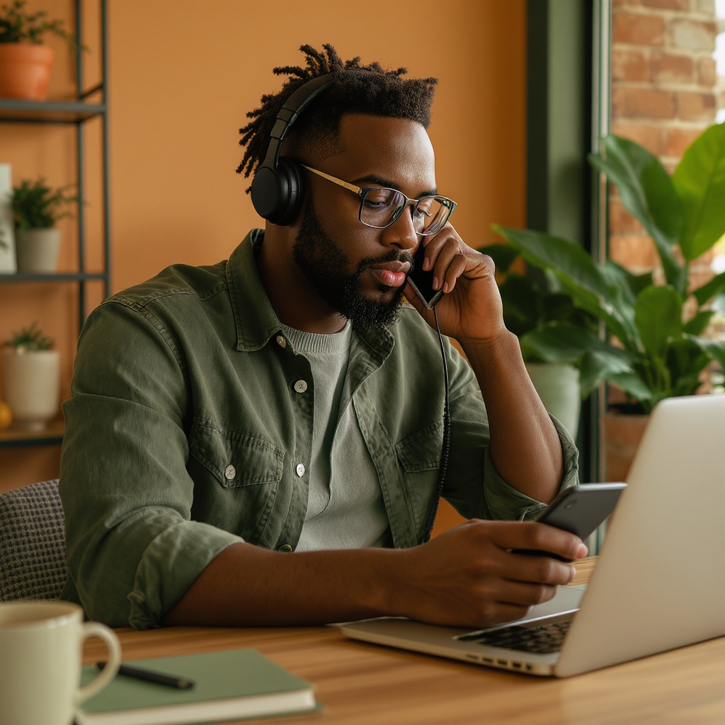 South African entrepreneur working on mobile