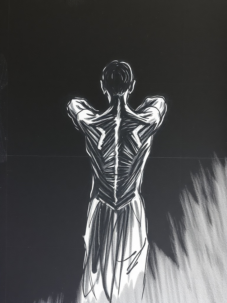 Contemplation sketch — a human figure in profile, head slightly bowed, suggesting deep inward thinking