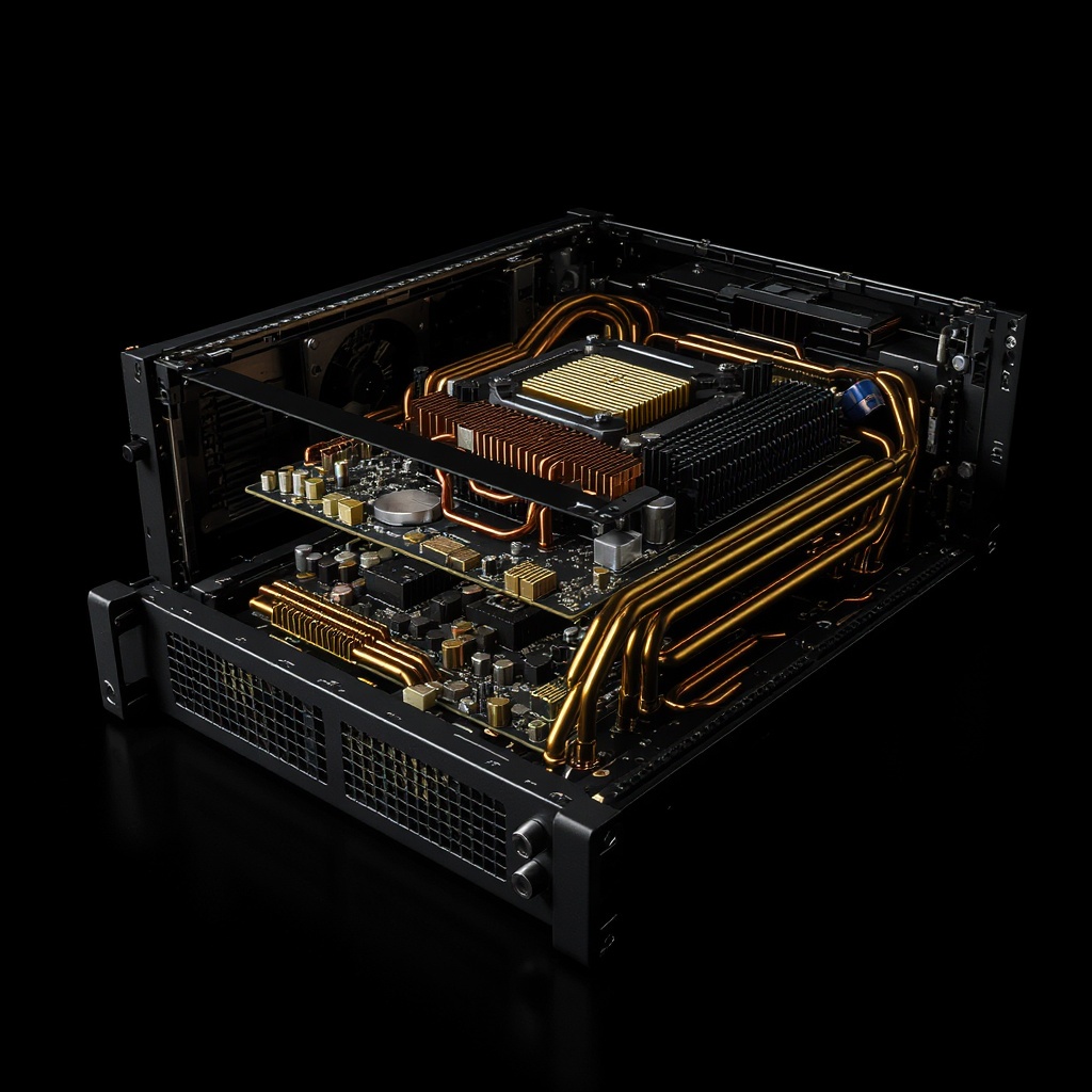Server chassis with lid off — internal architecture