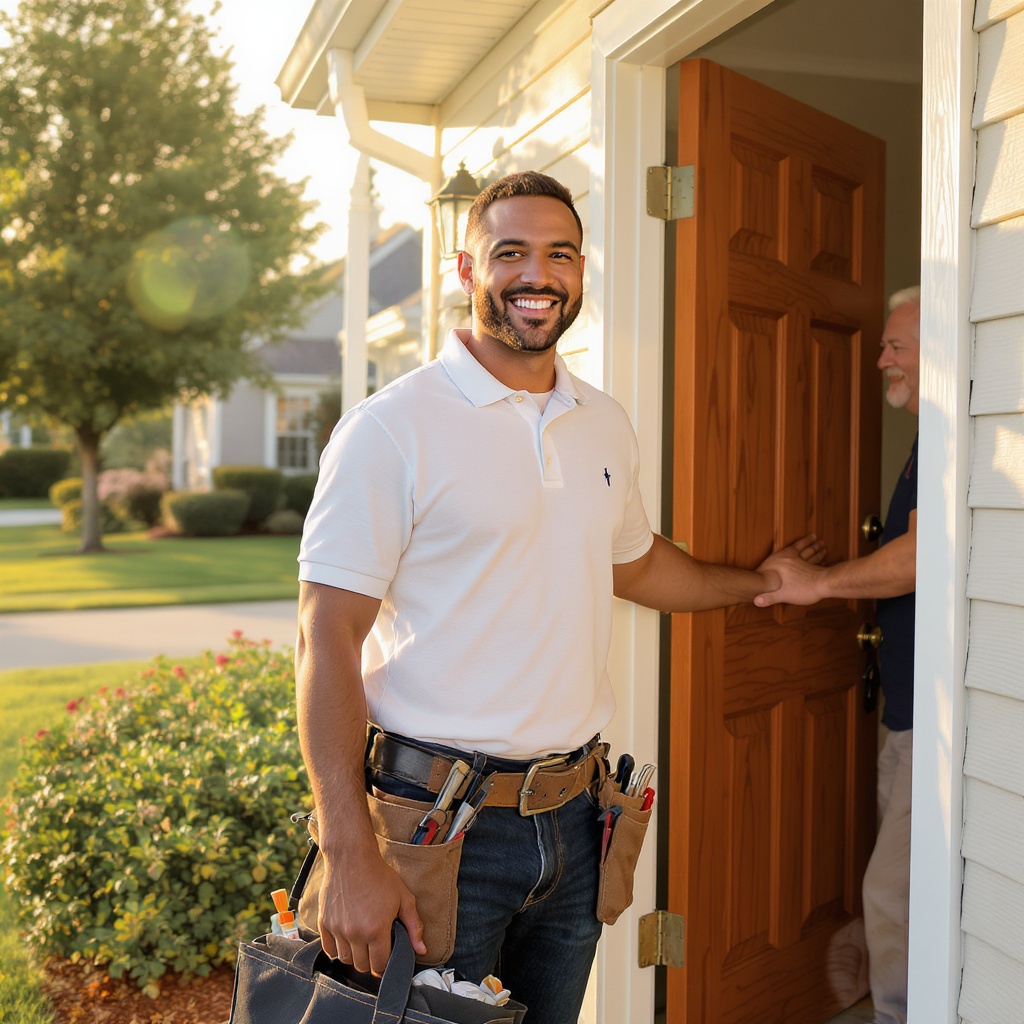 Professional handyman at a home