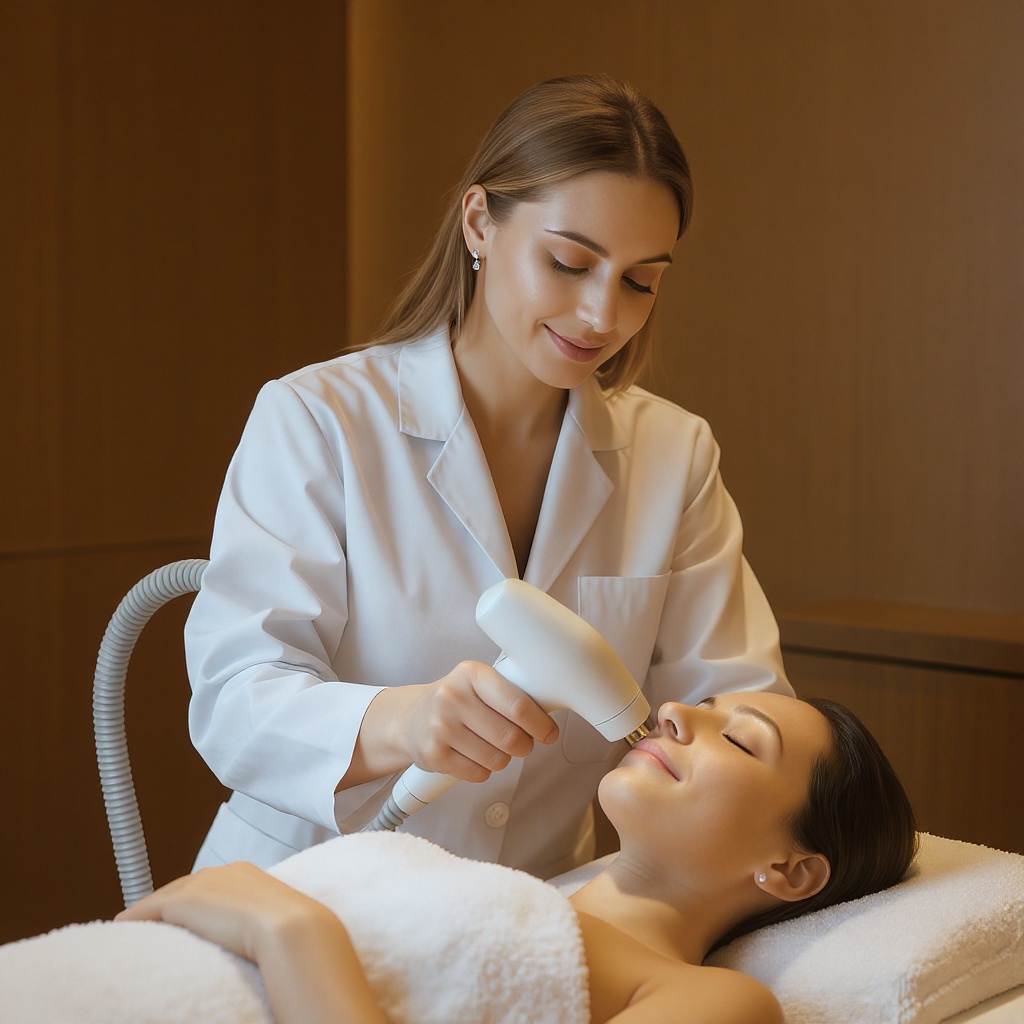 Medical professional performing laser treatment