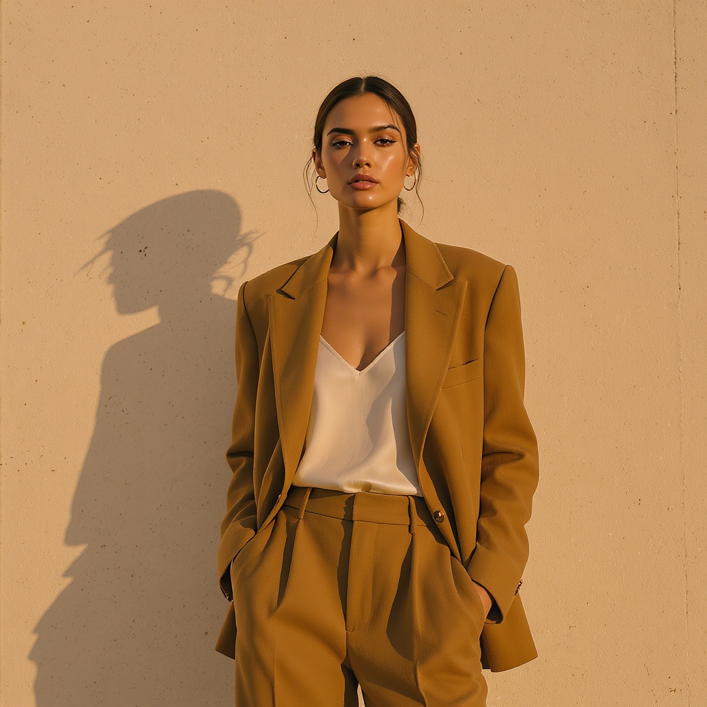 Model wearing Lumis designer blazer